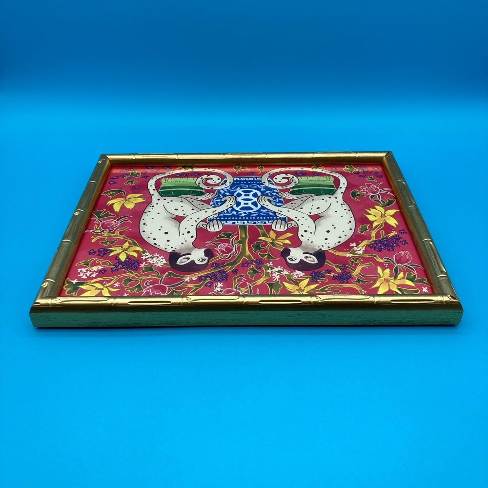 Sapna Shah Chinoiserie Monkey Art Print in Gold Faux Bamboo Frame - Picture 6 of 9